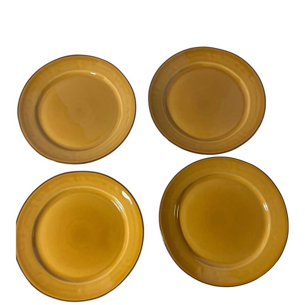 Williams Sonoma Provencal Stoneware Dinner Plates Mustard Yellow Setof4Portugal
